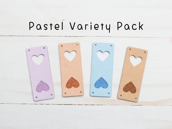 Heart Fold Over Tags in Pastel Colours from Fox & Pine Stitches 4/Package